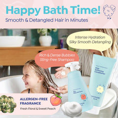GOONGBE child enjoying wash time with tear-free formula