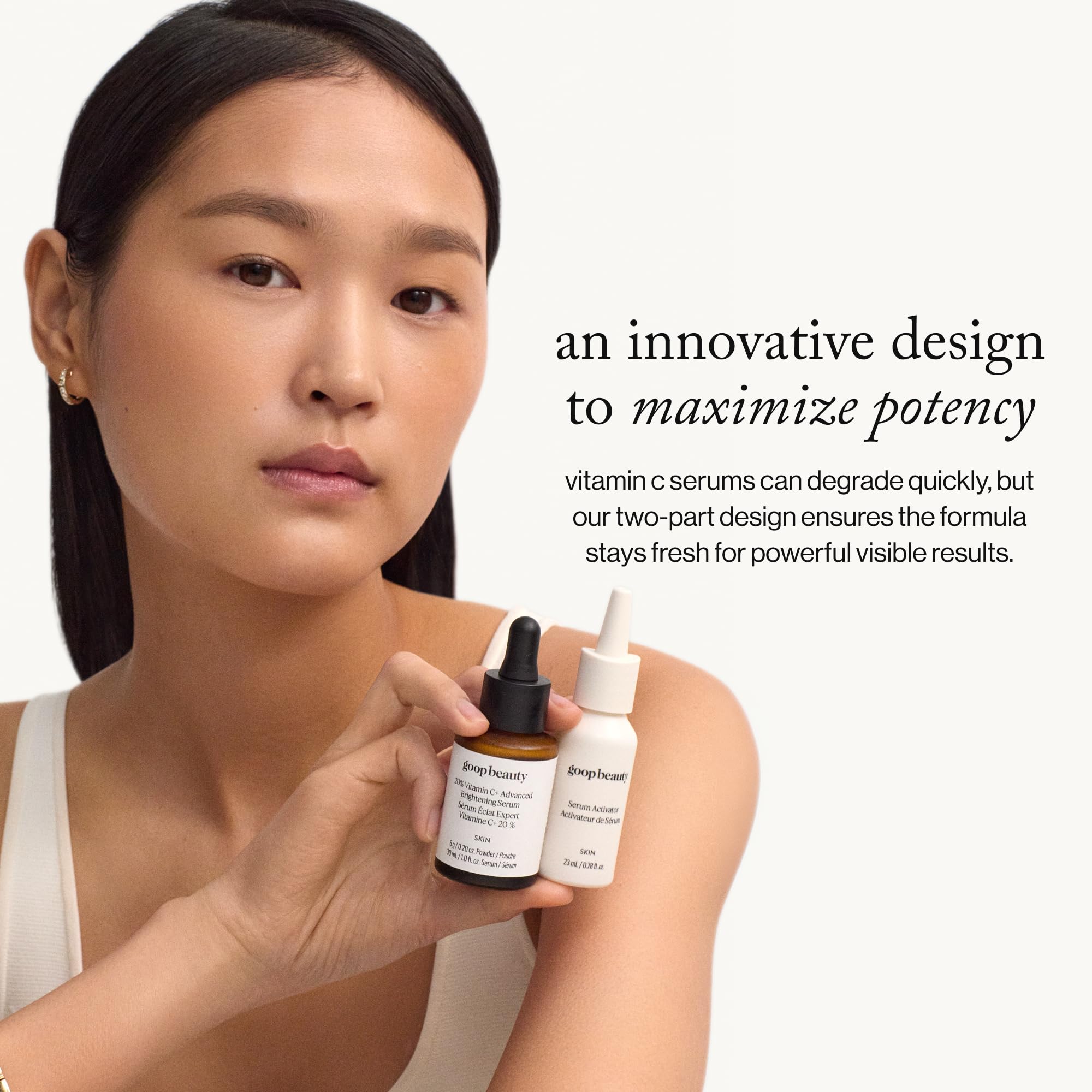 goop serum smoothed on hand demonstrating quick absorption and glow