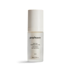 goop bottle front view showing sleek serum packaging and elegant design benefit: clear product identity