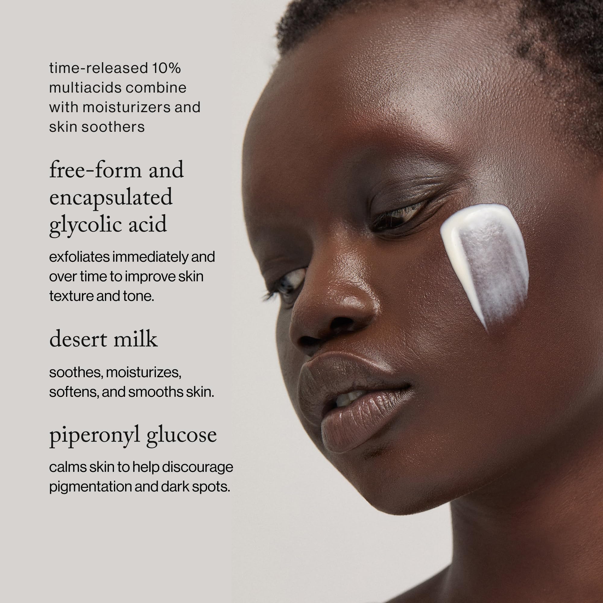 goop milk serum texture closeup revealing silky emulsion benefit: lightweight hydration