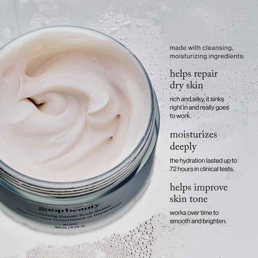 goop body butter creamy texture close-up for rich hydration benefit