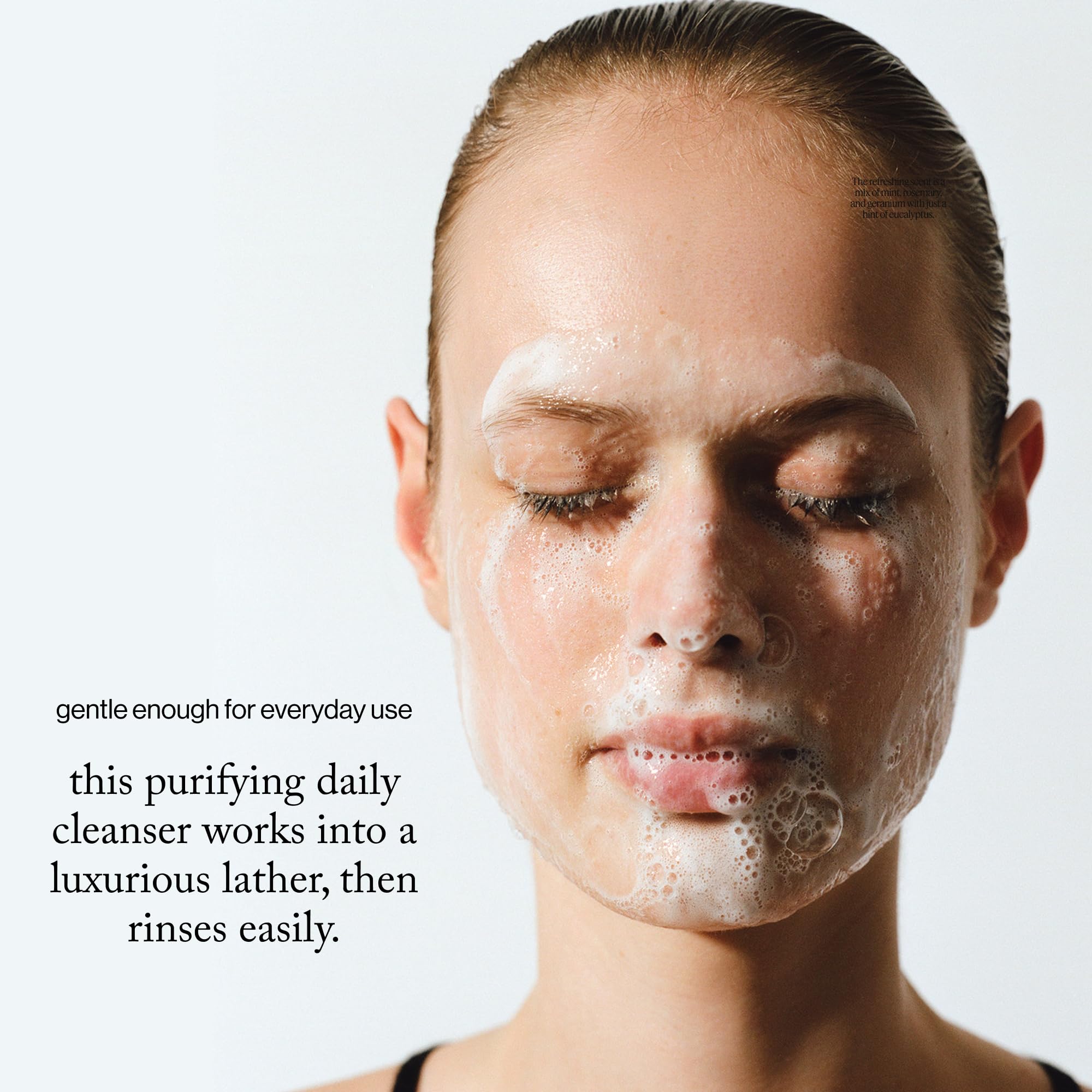 goop dense foam detail illustrating rich lather that lifts makeup and impurities