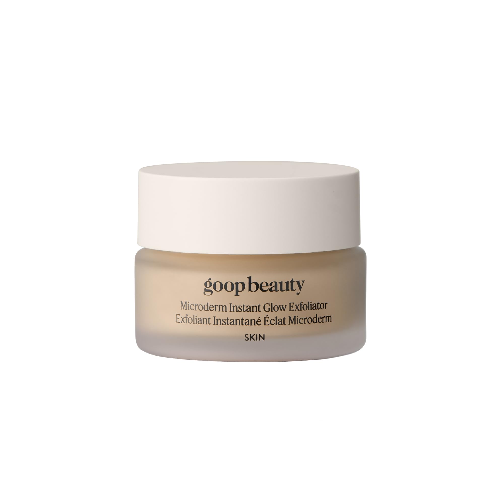 goop mini microderm front jar shows packaging and brand, highlights portability