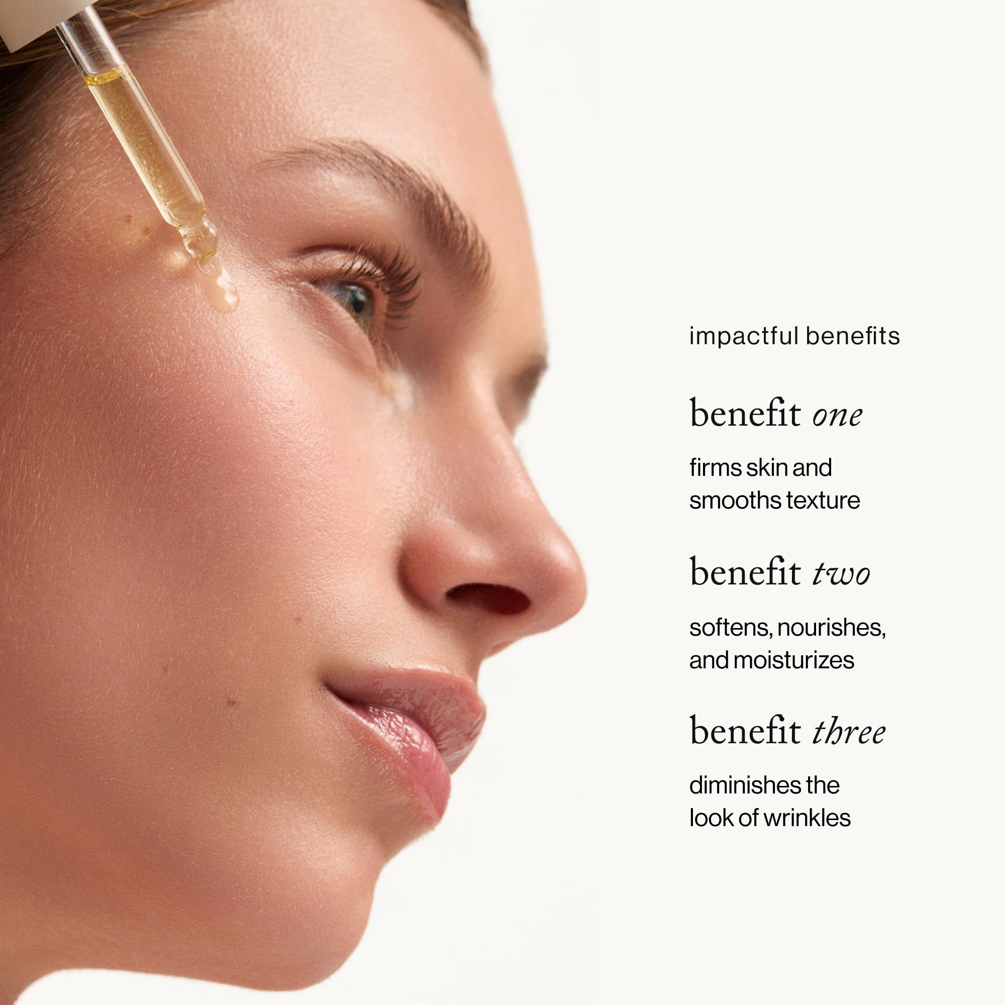 goop nutrient face oil dropper dispensing a golden drop for precise application benefit