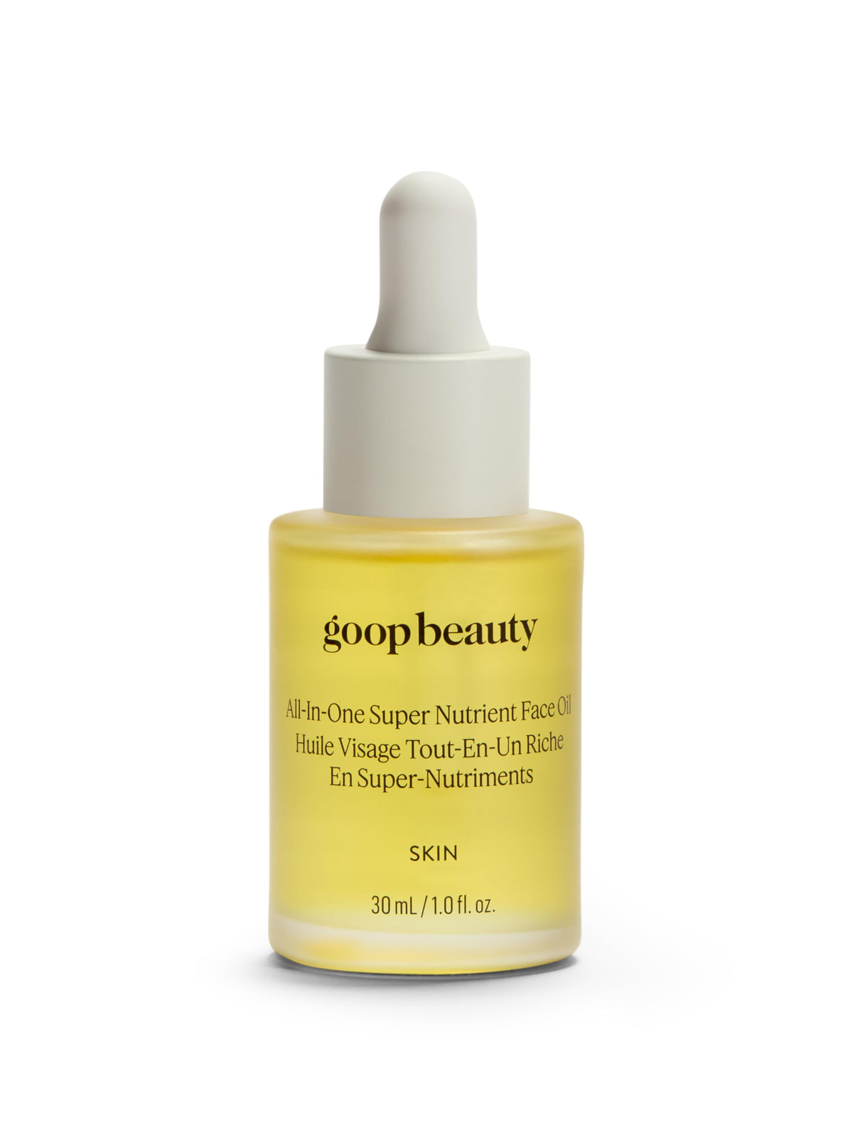 goop nutrient face oil front packaging showing elegant bottle and label benefits
