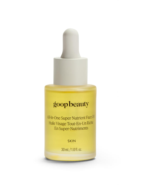 goop nutrient face oil front packaging showing elegant bottle and label benefits