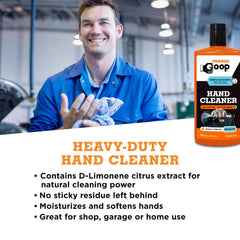GOOP in-use on dirty hands removing grease quickly and effectively