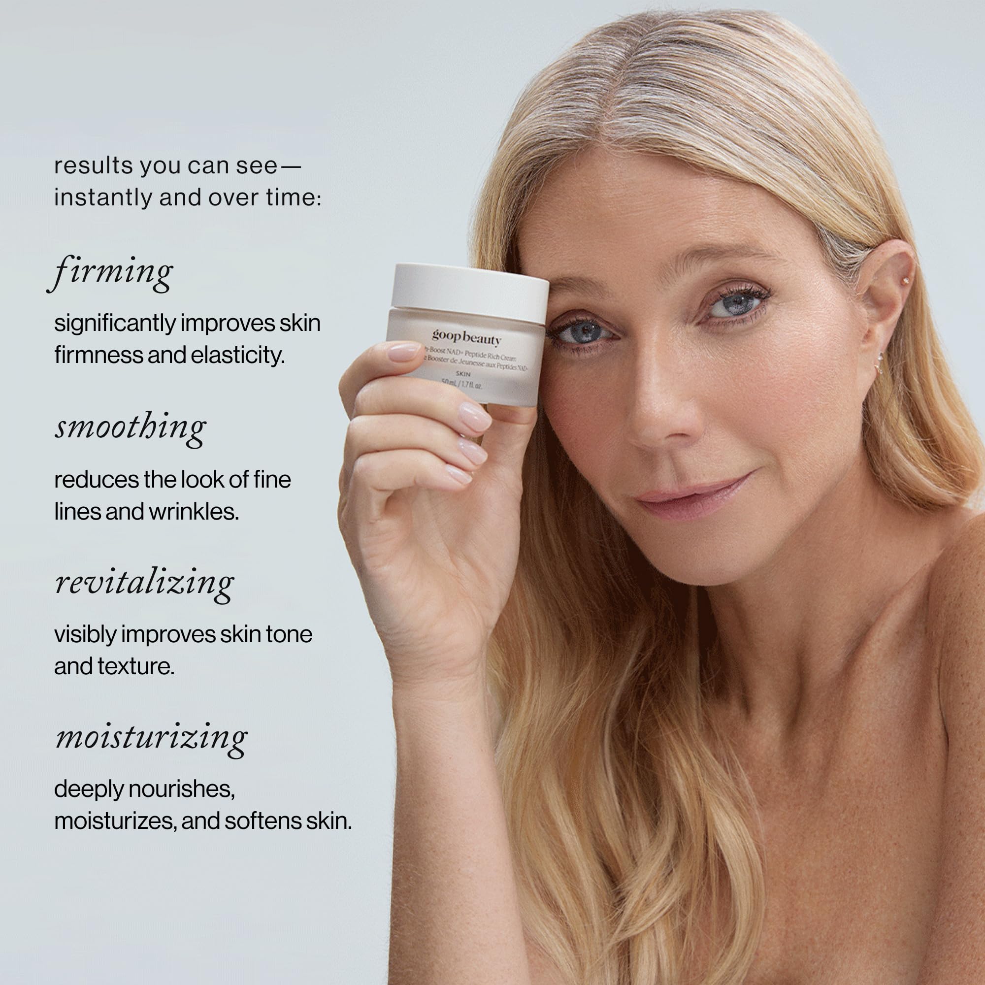 goop Youth-Boost cream texture close-up highlighting rich moisturizing finish