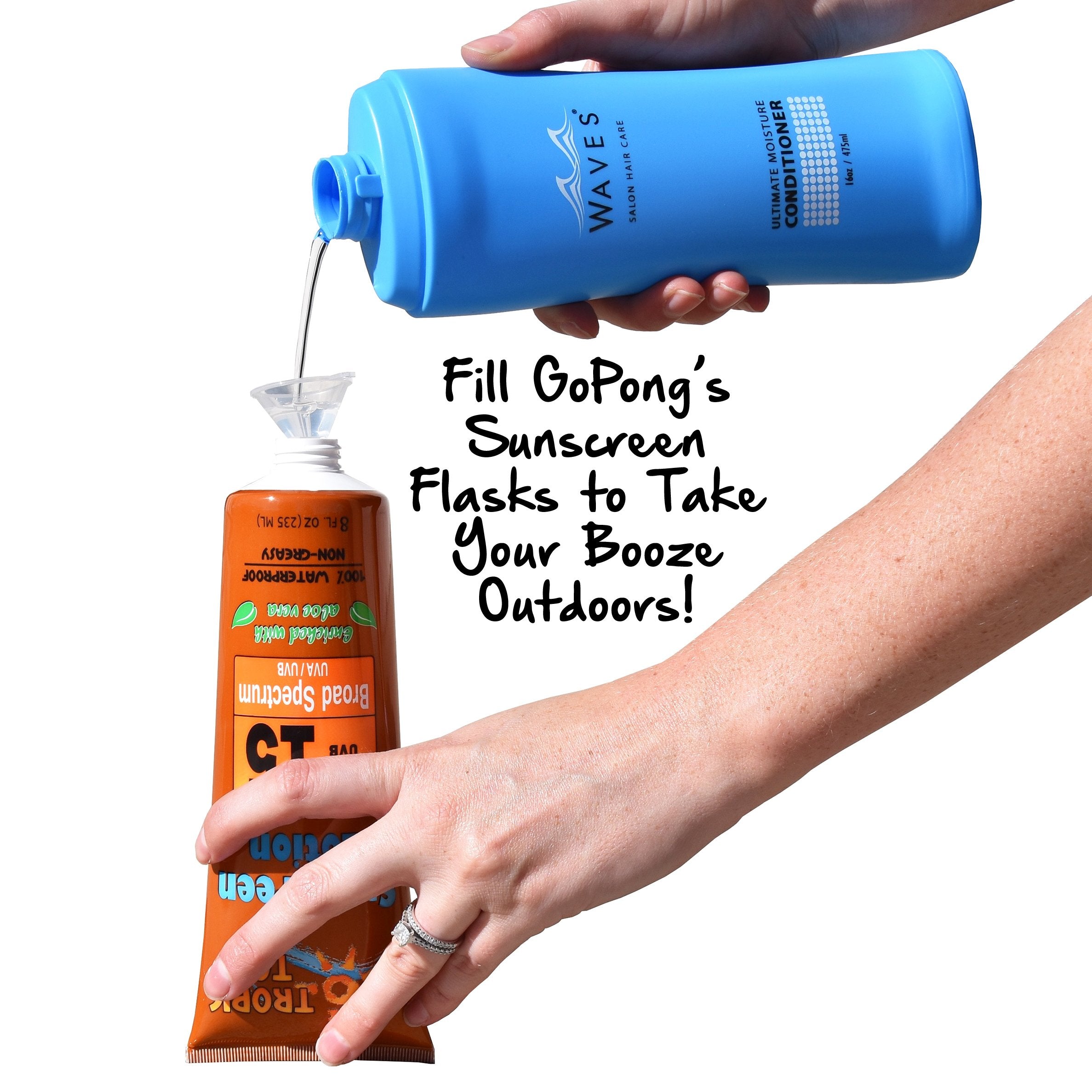 GoPong tamper seals on bottle providing factory-seal appearance