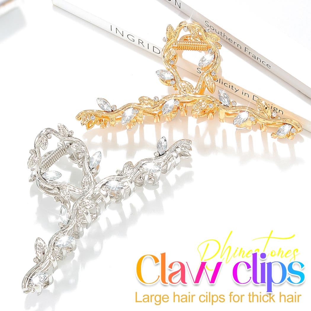 GORTIN close-up of rhinestones and gold leaves adding sparkle and style