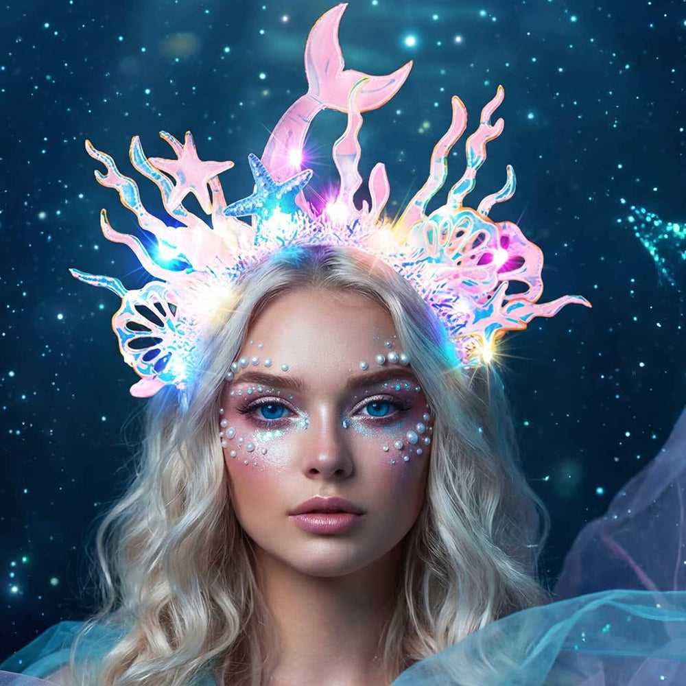 GORTIN headband in a beach setting styling mermaid look for photos and parties