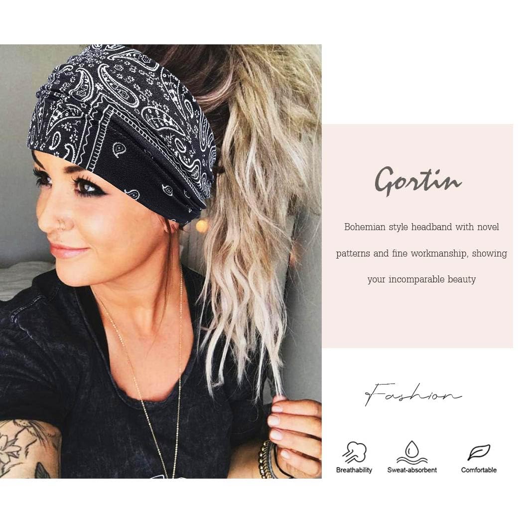 GORTIN headband worn by model at beach showing secure, sweat-wicking benefit