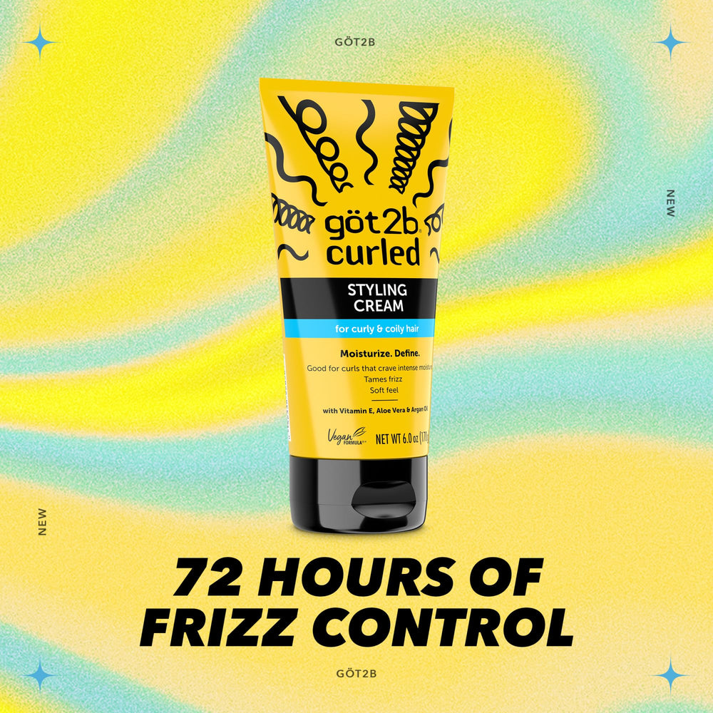 got2b applying cream to damp curls for improved definition