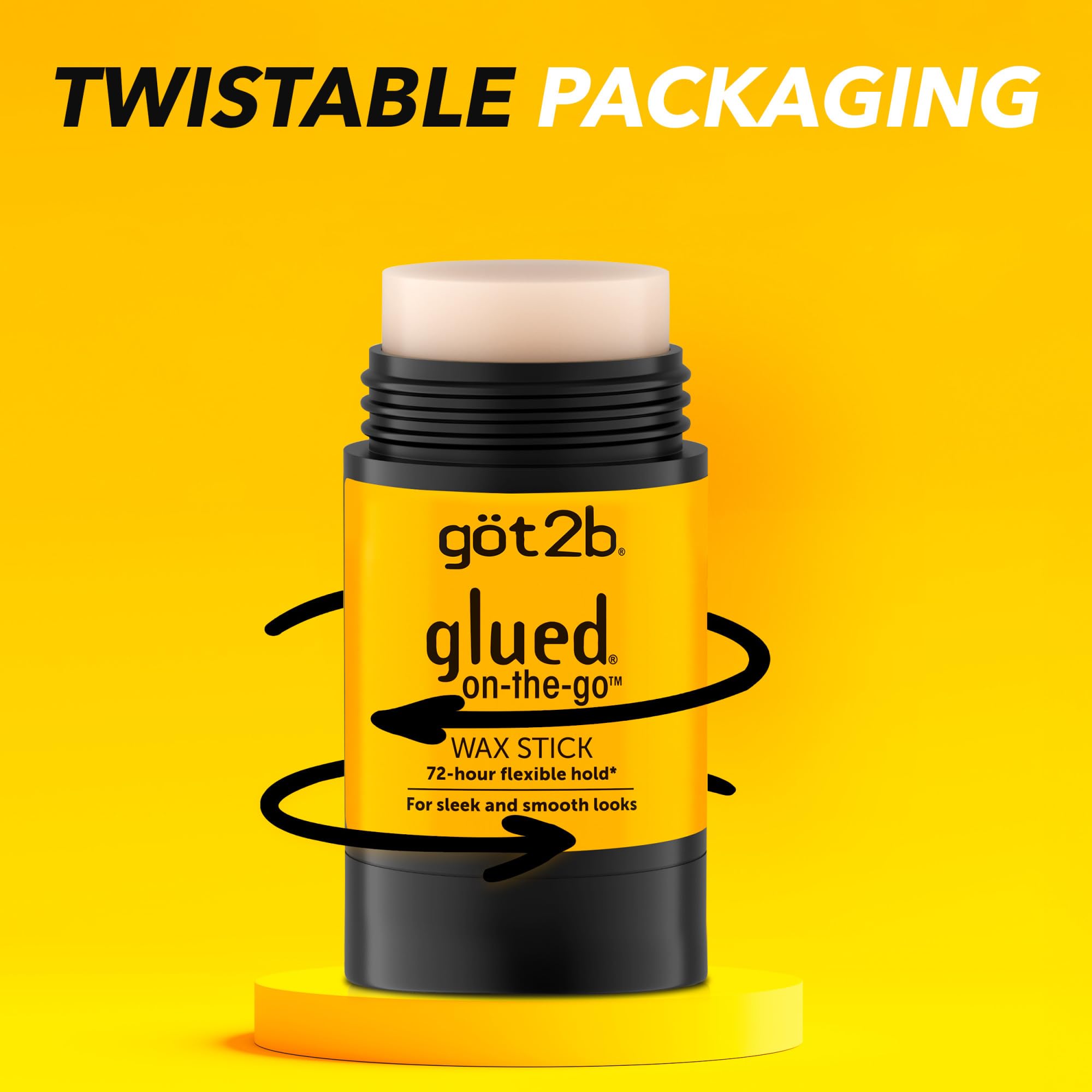 got2b glue on-the-go applying to hairline tames flyaways for polished edges