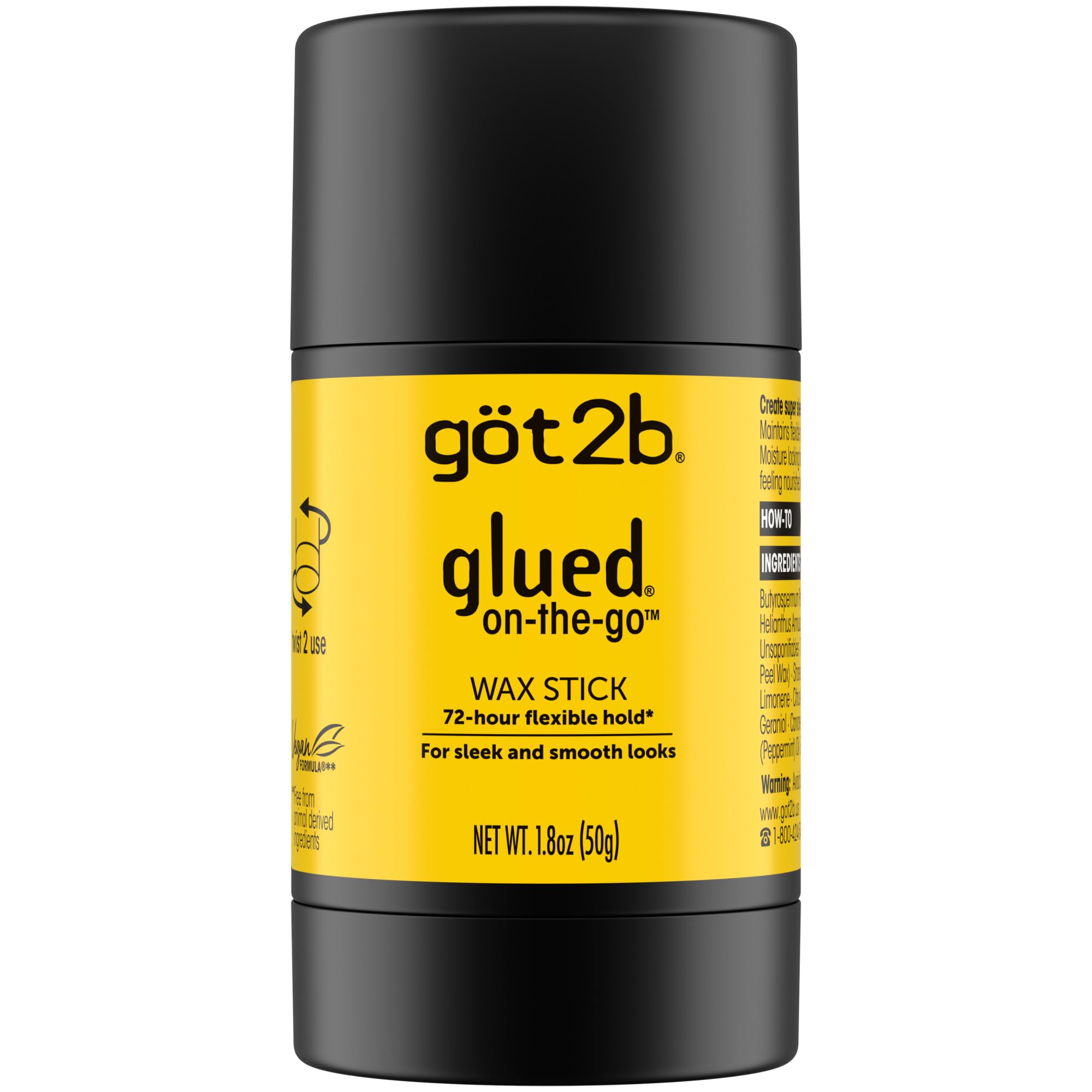 got2b glue on-the-go front packaging shows compact travel-friendly styling wax