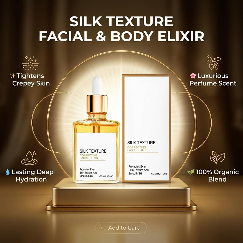 Gouda Silk bottle on bedside vanity with towel, suggests daily skincare routine