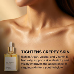 Hand applying Gouda Silk oil to skin, demonstrates rapid absorption and hydration
