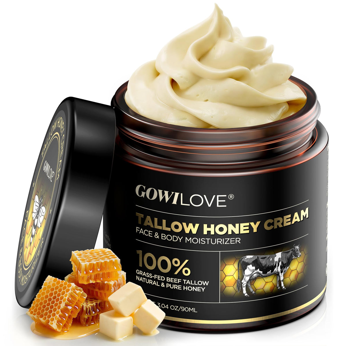 GOWILOVE jar front label shown clearly, highlighting product and benefits