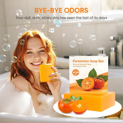 GPP persimmon soap forming lather in hand for effective odor neutralizing cleanse