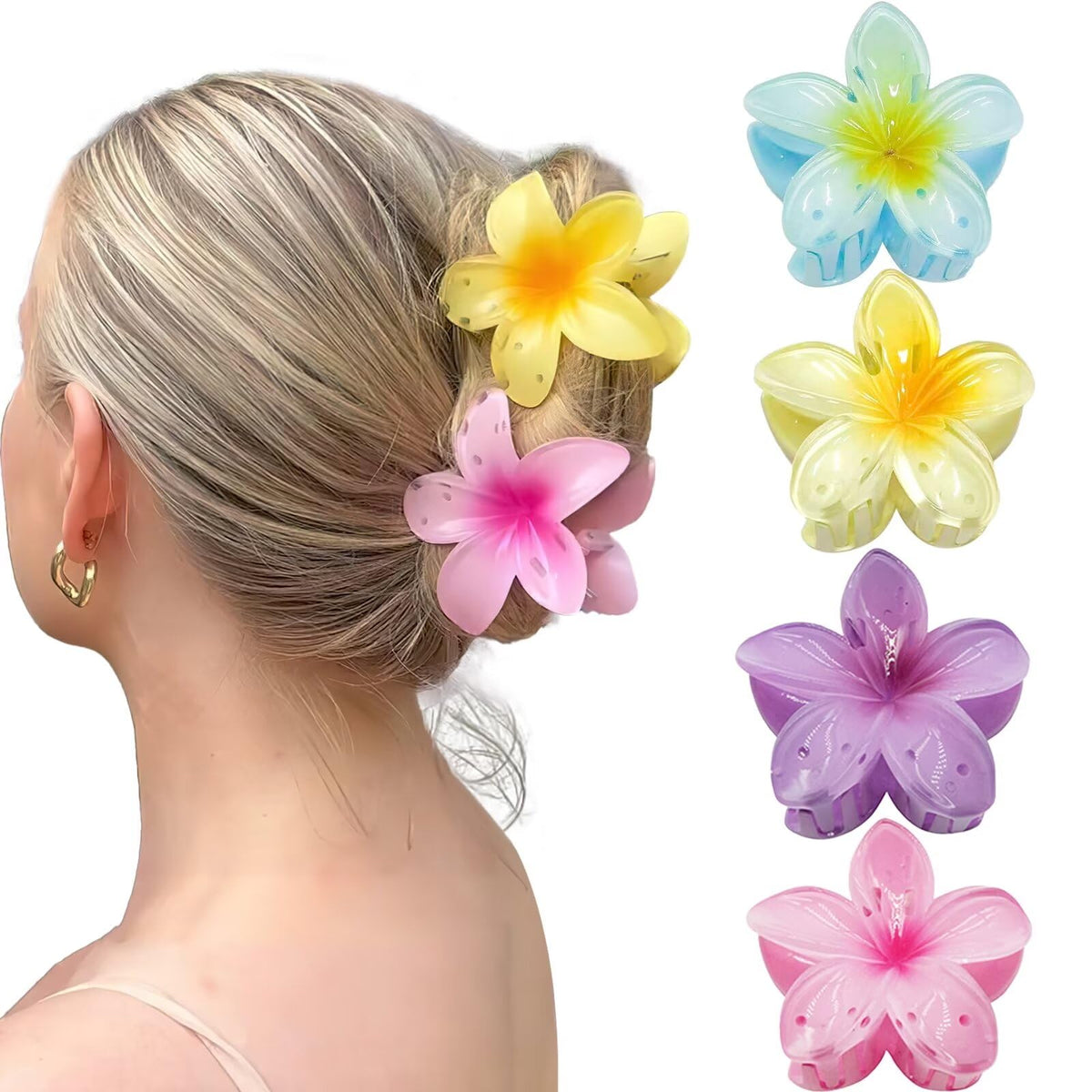 GQLV front packaging showing four floral clips, stylish gift-ready presentation