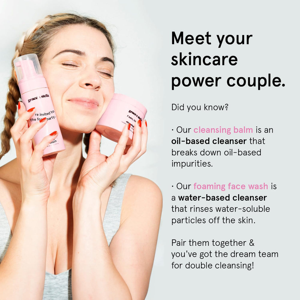 grace & stella wash lathered on hand showing gentle, moisturizing cleanse