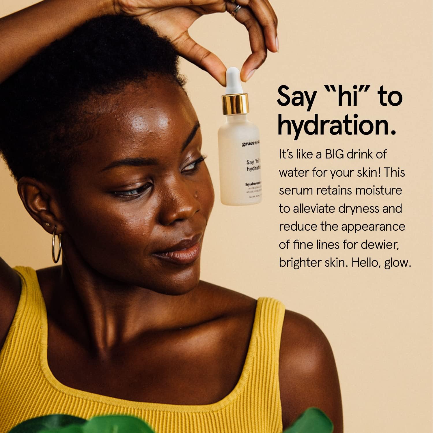 grace & stella dropper with clear serum texture highlighting lightweight absorption benefit