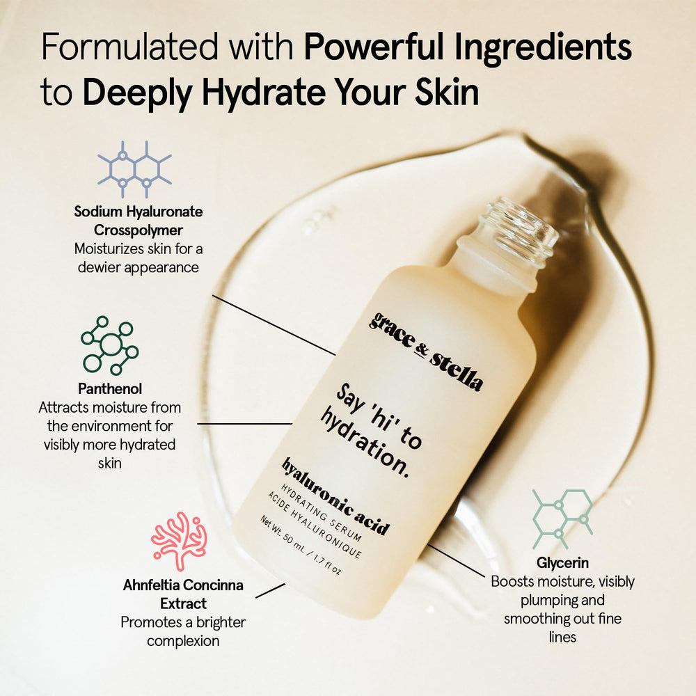 grace & stella serum applied to face in routine showing smoothing benefit