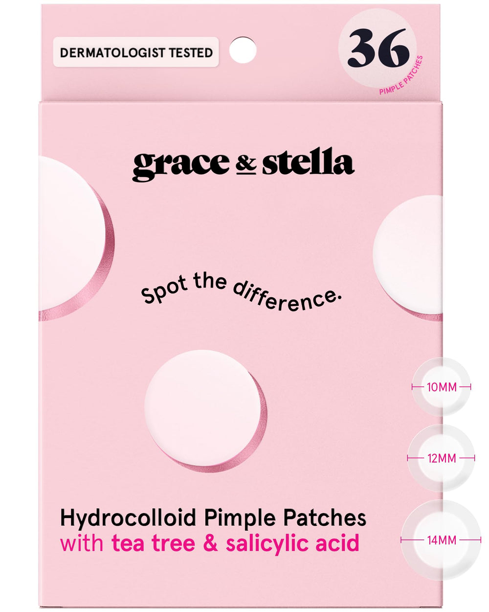 grace & stella front packaging showing clear acne patch box and benefits