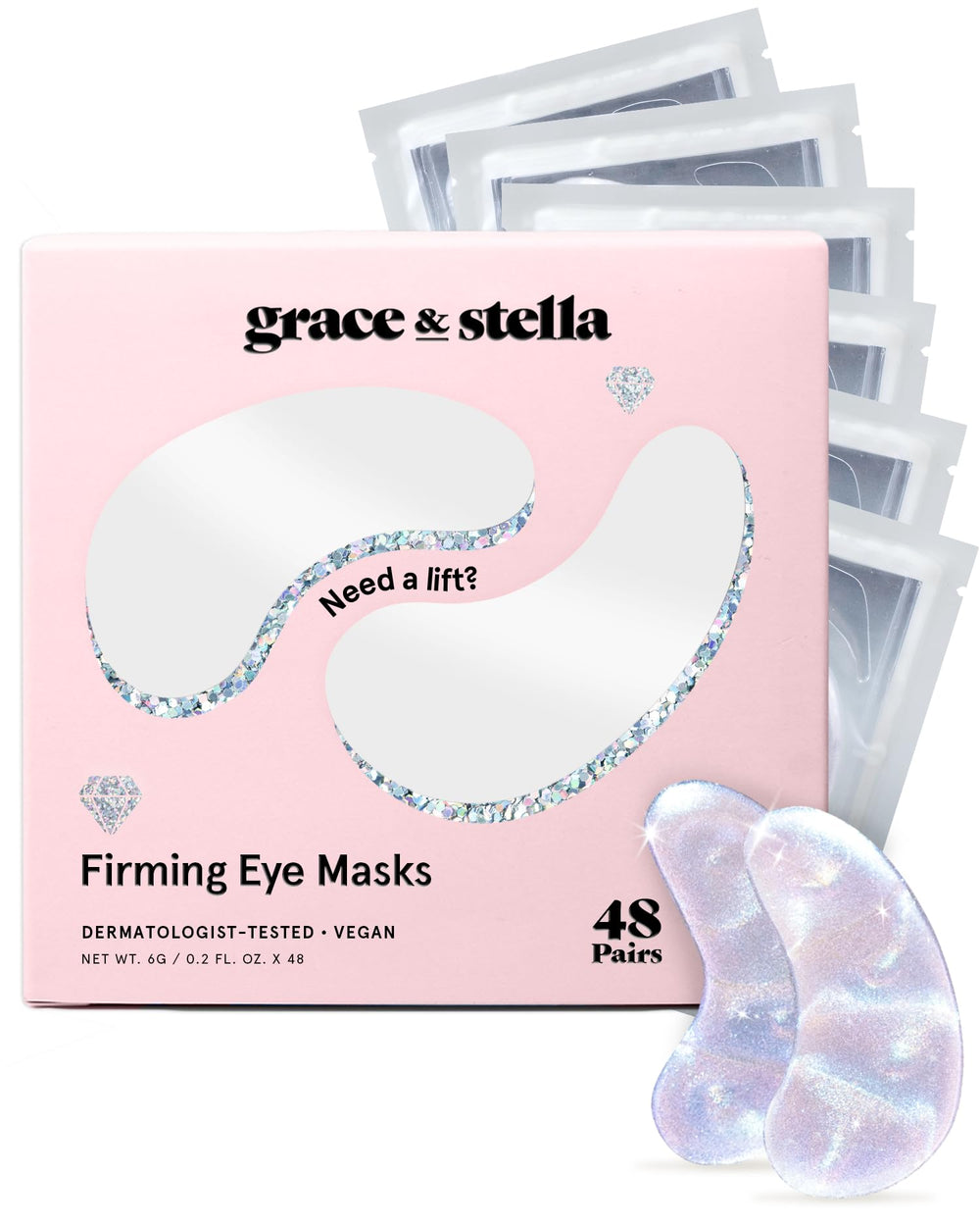 grace & stella front packaging showing jar and branding, highlights convenience
