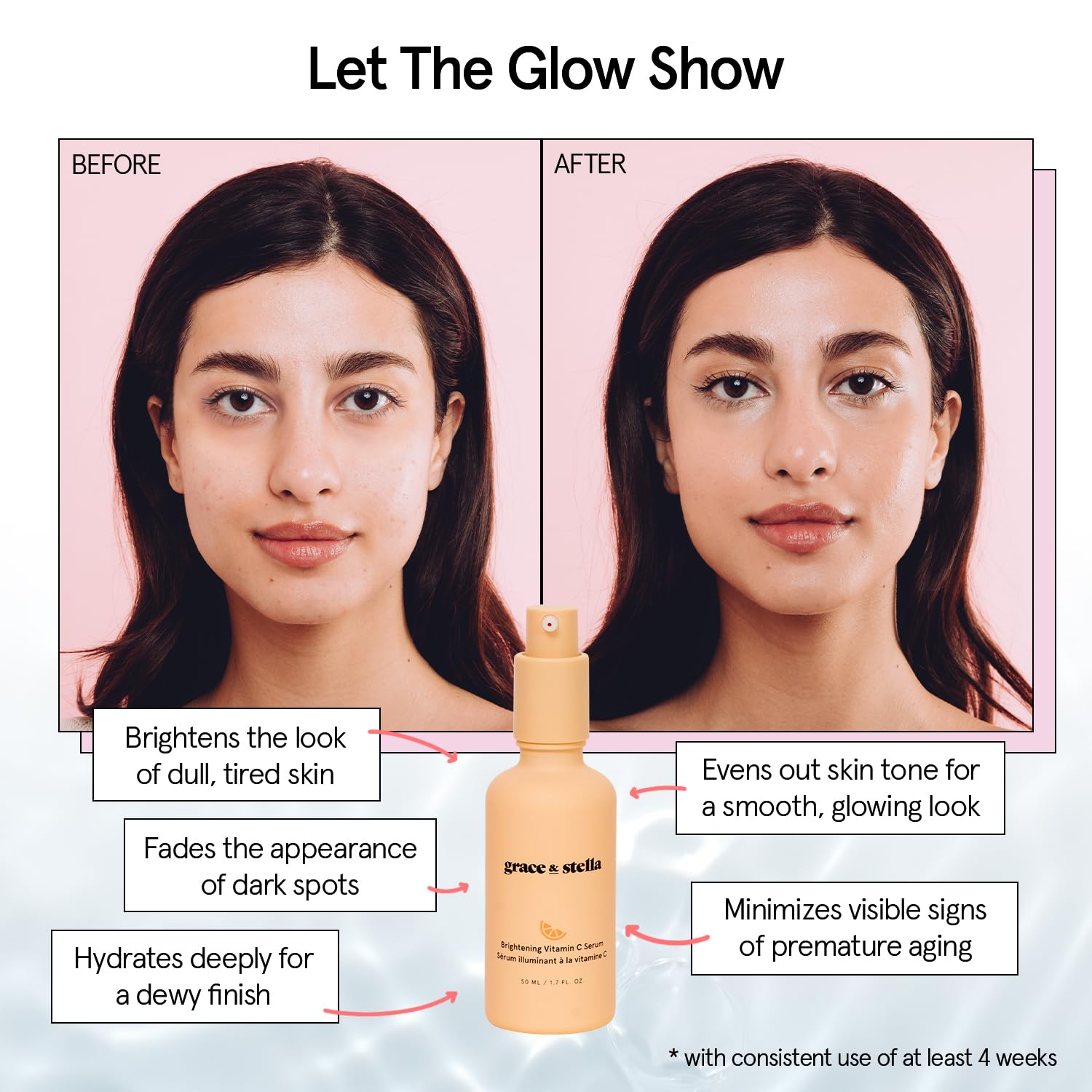 grace & stella serum droplet texture showing lightweight hydration
