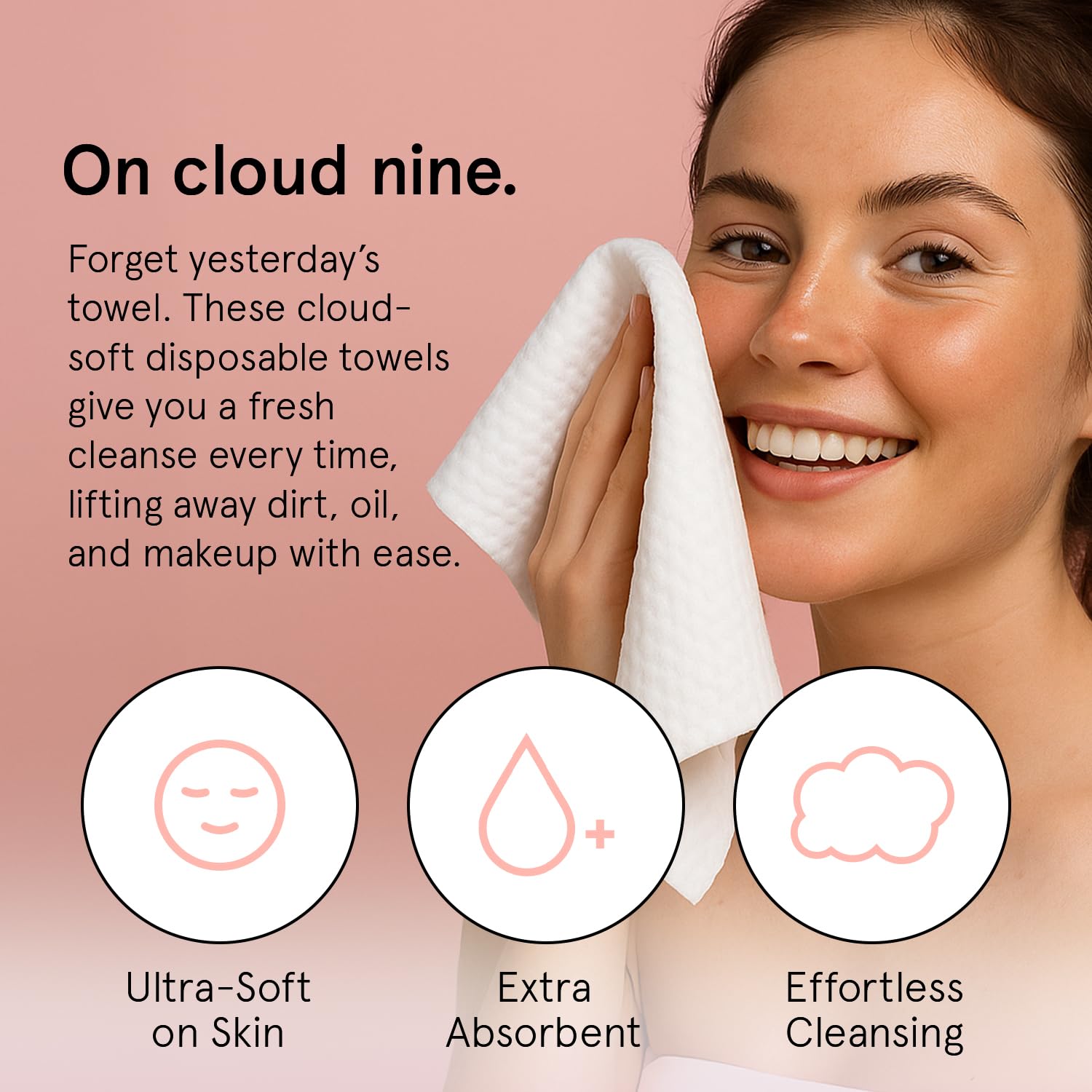 grace & stella towel laid over a hand showing XL 25x30 cm size for full-face coverage