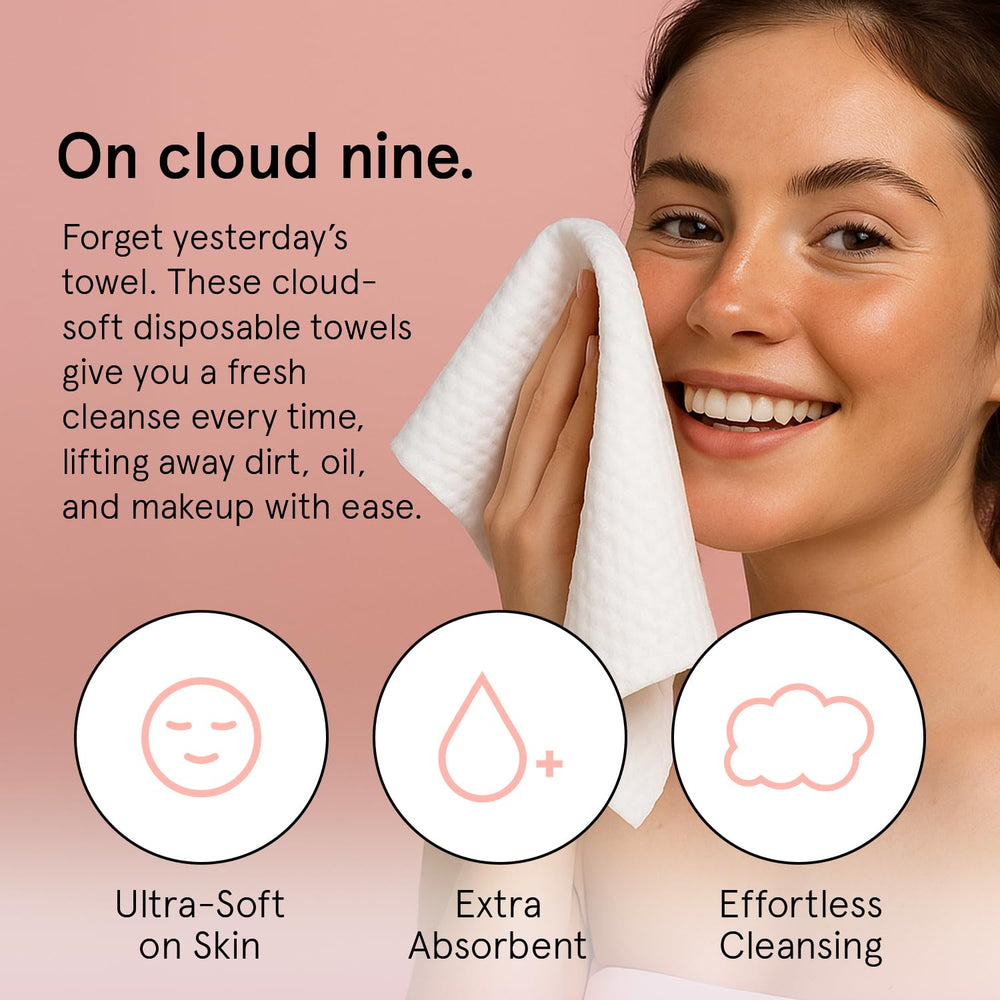 grace & stella towel laid over a hand showing XL 25x30 cm size for full-face coverage