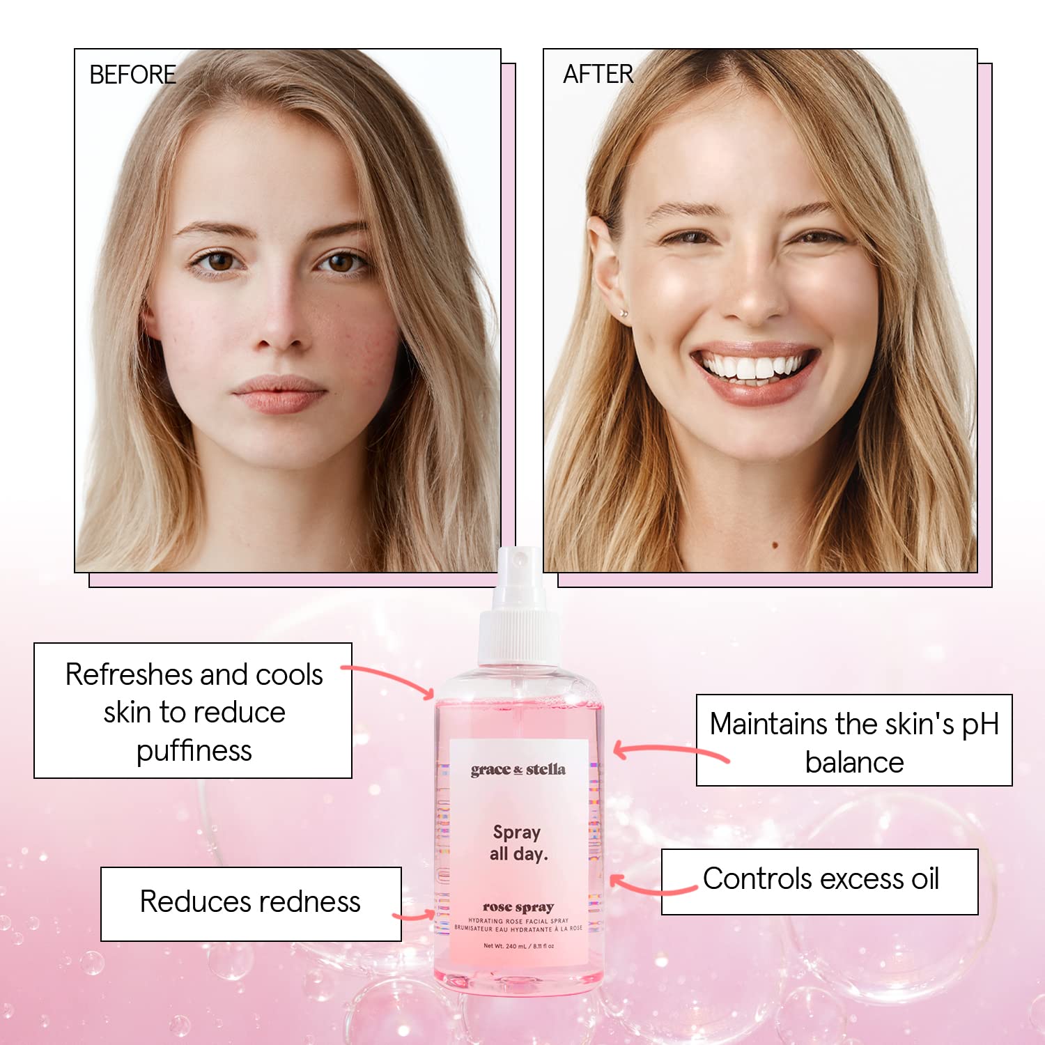grace & stella texture droplet on skin illustrating lightweight hydration and calming effect