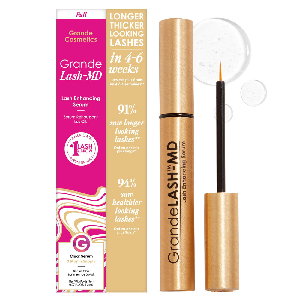 Grande Cosmetics GrandeLASH-MD front packaging showing product and branding, highlights supply