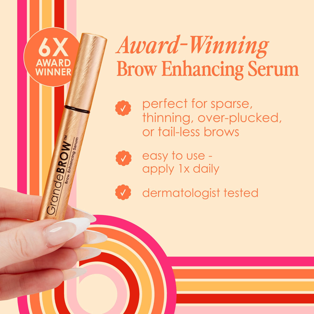 Grande Cosmetics being applied to brow line demonstrating easy daily use