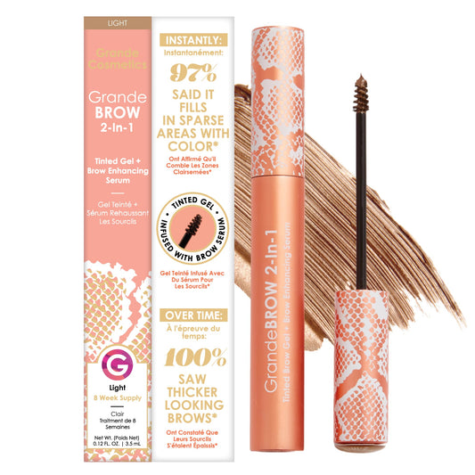Grande Cosmetics front packaging showing product and shade, clear styling benefit