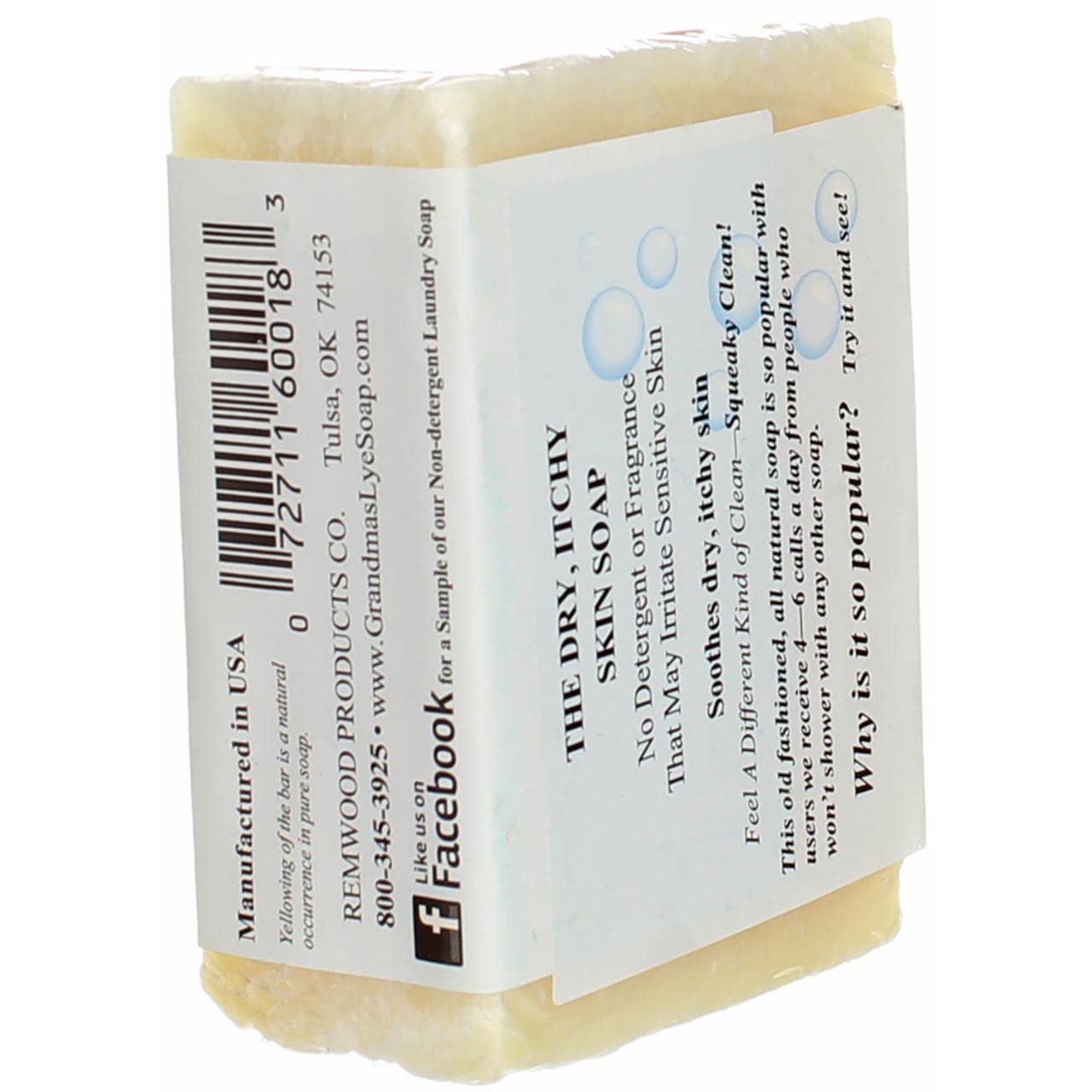 Grandma's Pure & Natural soap on dish draining to preserve hardness and longevity