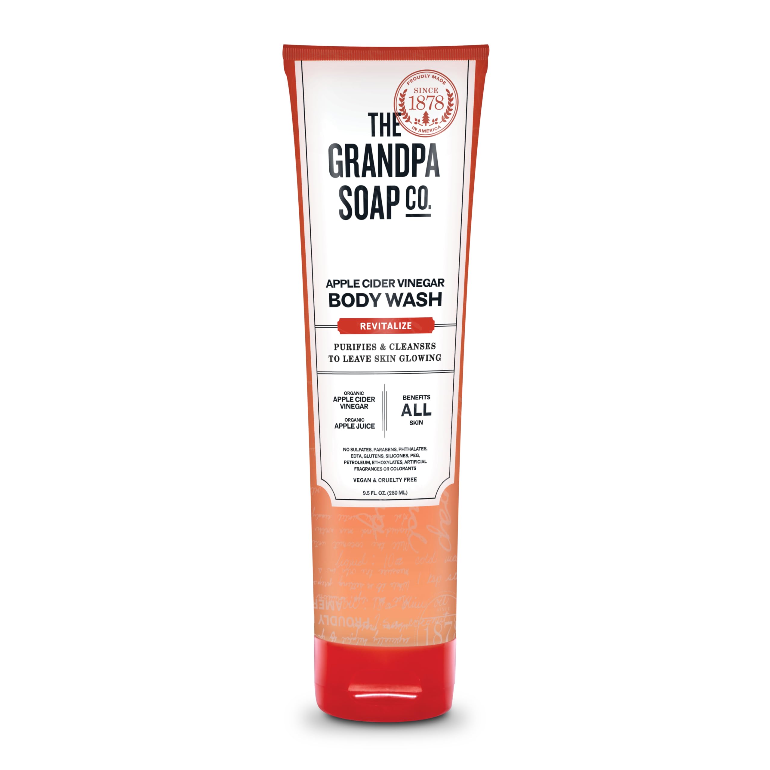 Grandpa Soap Company front bottle showing label and benefit