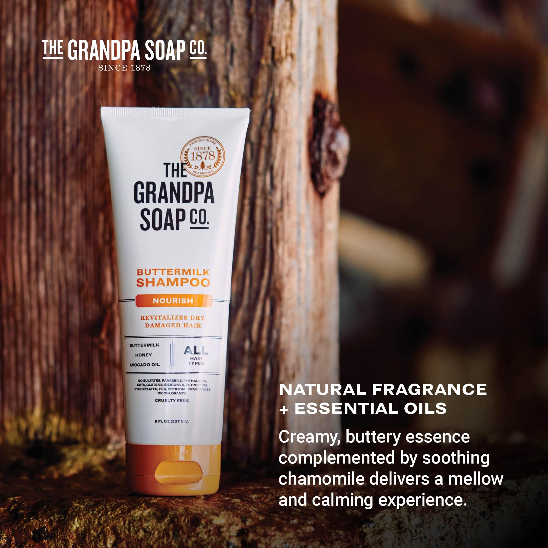 Grandpa Soap Company shampoo paired with Buttermilk Conditioner for fuller routine