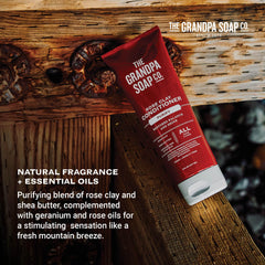 The Grandpa Soap Company pouring conditioner onto palm for application