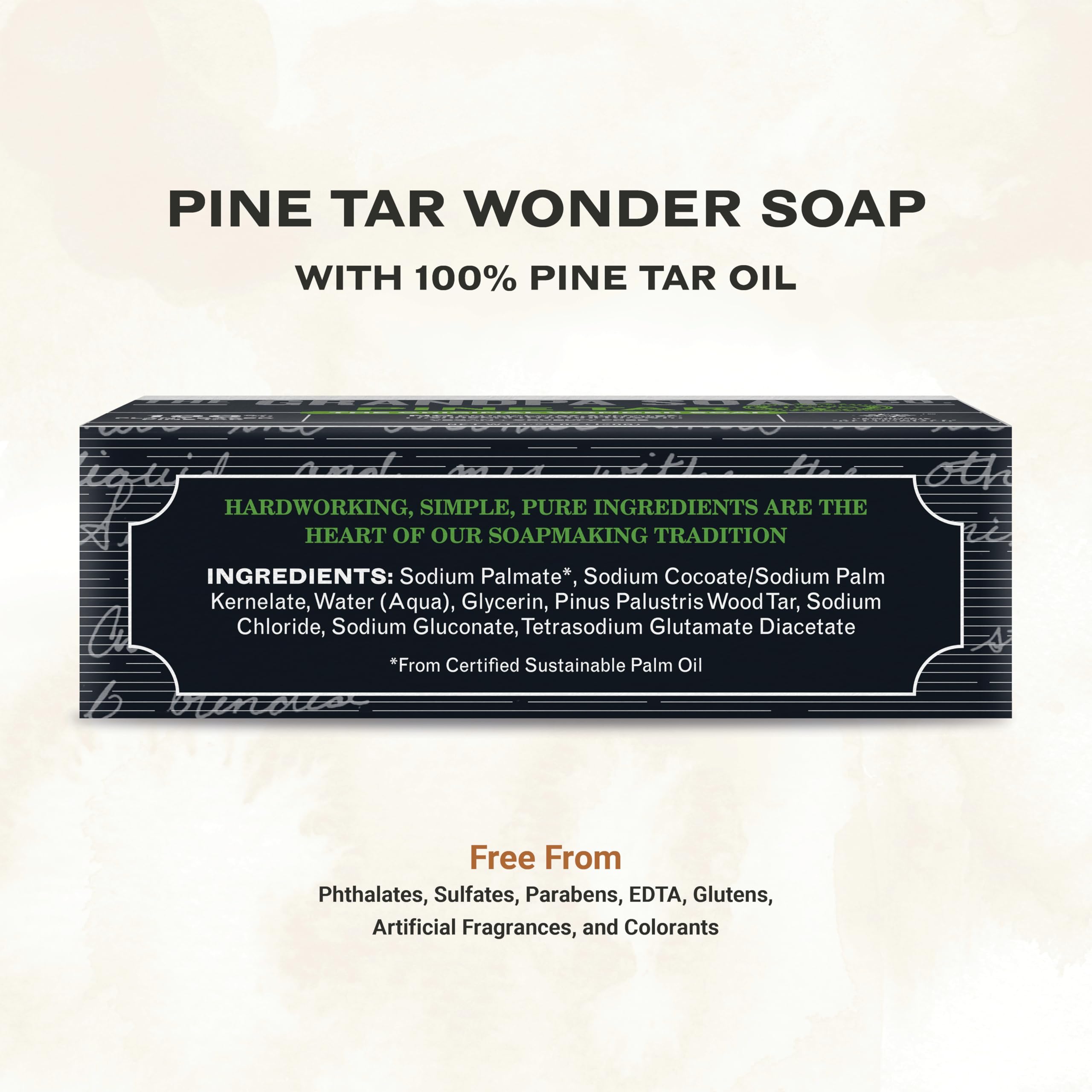 Grandpa Soap Company close-up of pine tar bar texture highlighting natural ingredients