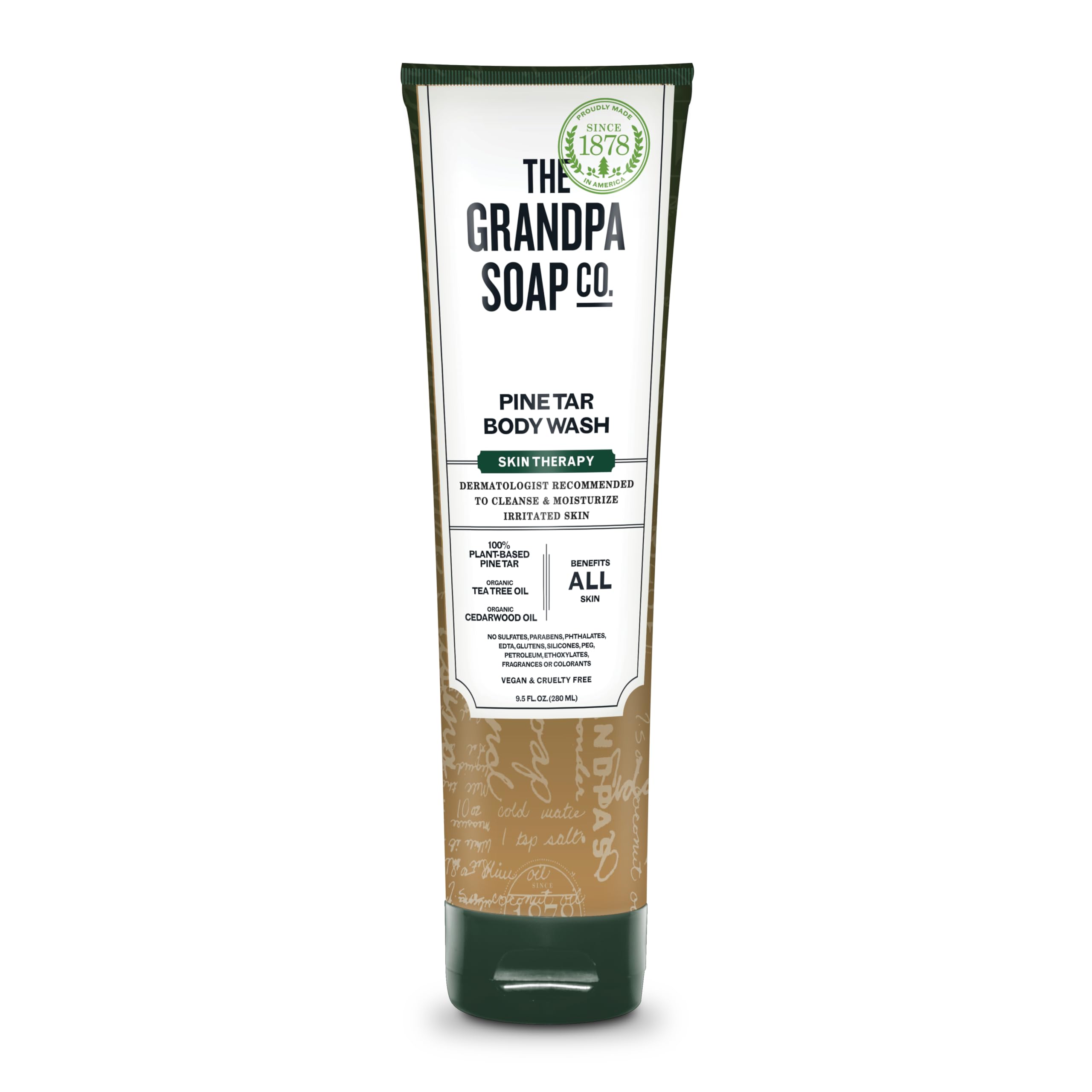 The Grandpa Soap Company front packaging showing tube and woodsy branding for effective cleansing