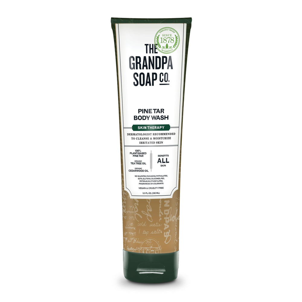 The Grandpa Soap Company front packaging showing tube and woodsy branding for effective cleansing