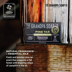 Grandpa Soap Company bar beside ruler for size comparison and longevity