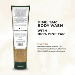 Close-up of Pine Tar body wash texture highlighting gentle lather and moisturizing feel
