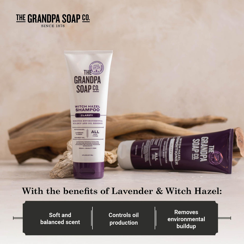 The Grandpa Soap Company tube held in hand to show size and easy dispensing