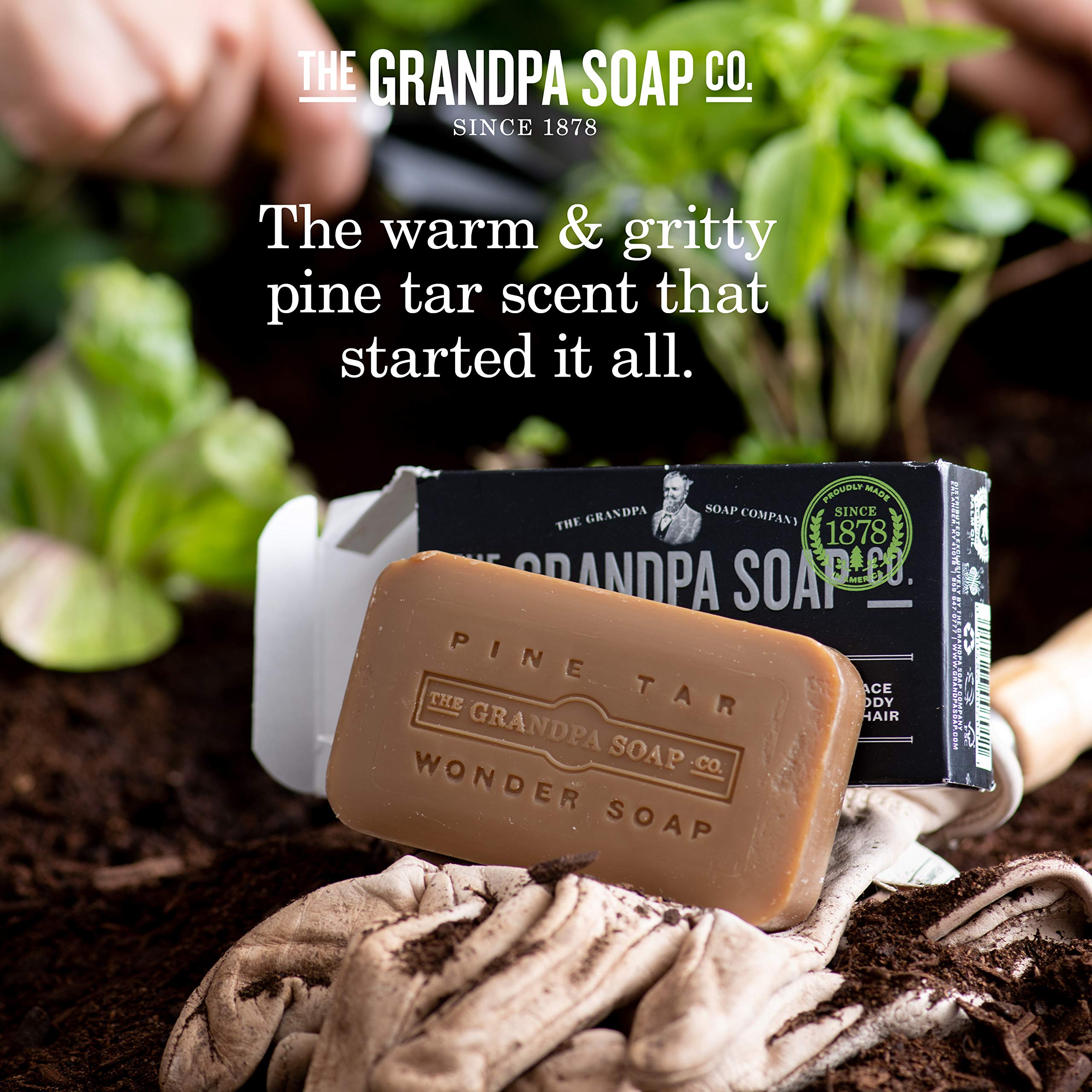 4.25 ounce Grandpa's bar next to travel items showing compact size convenience