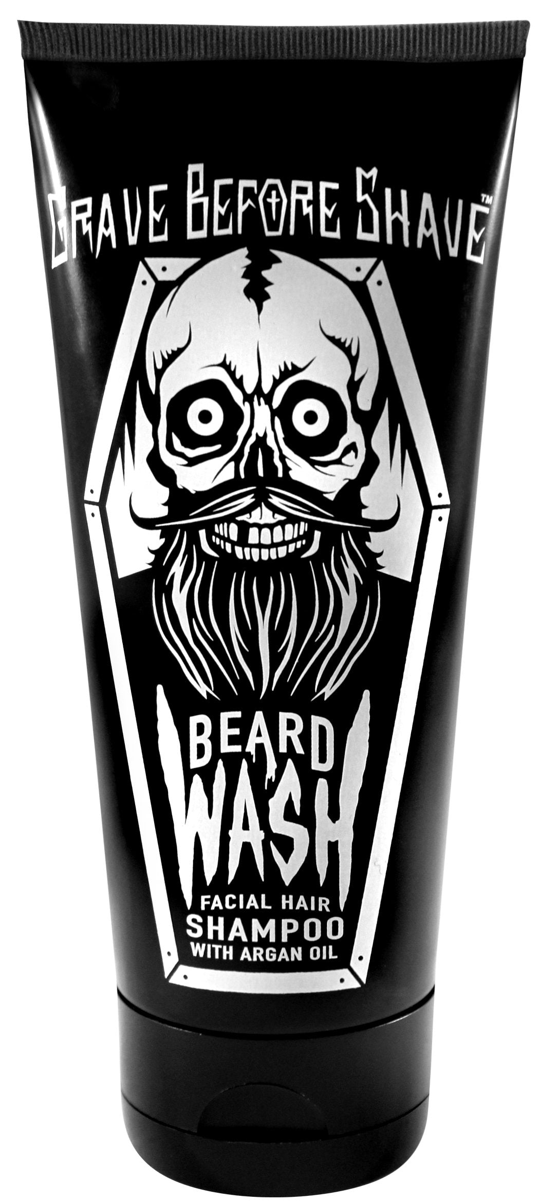 Grave Before Shave front tube showing label and size for easy identification and shelf appeal