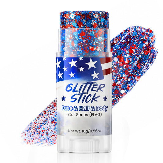 Gravel Dew front packaging showing patriotic glitter and benefit of travel-ready sparkle