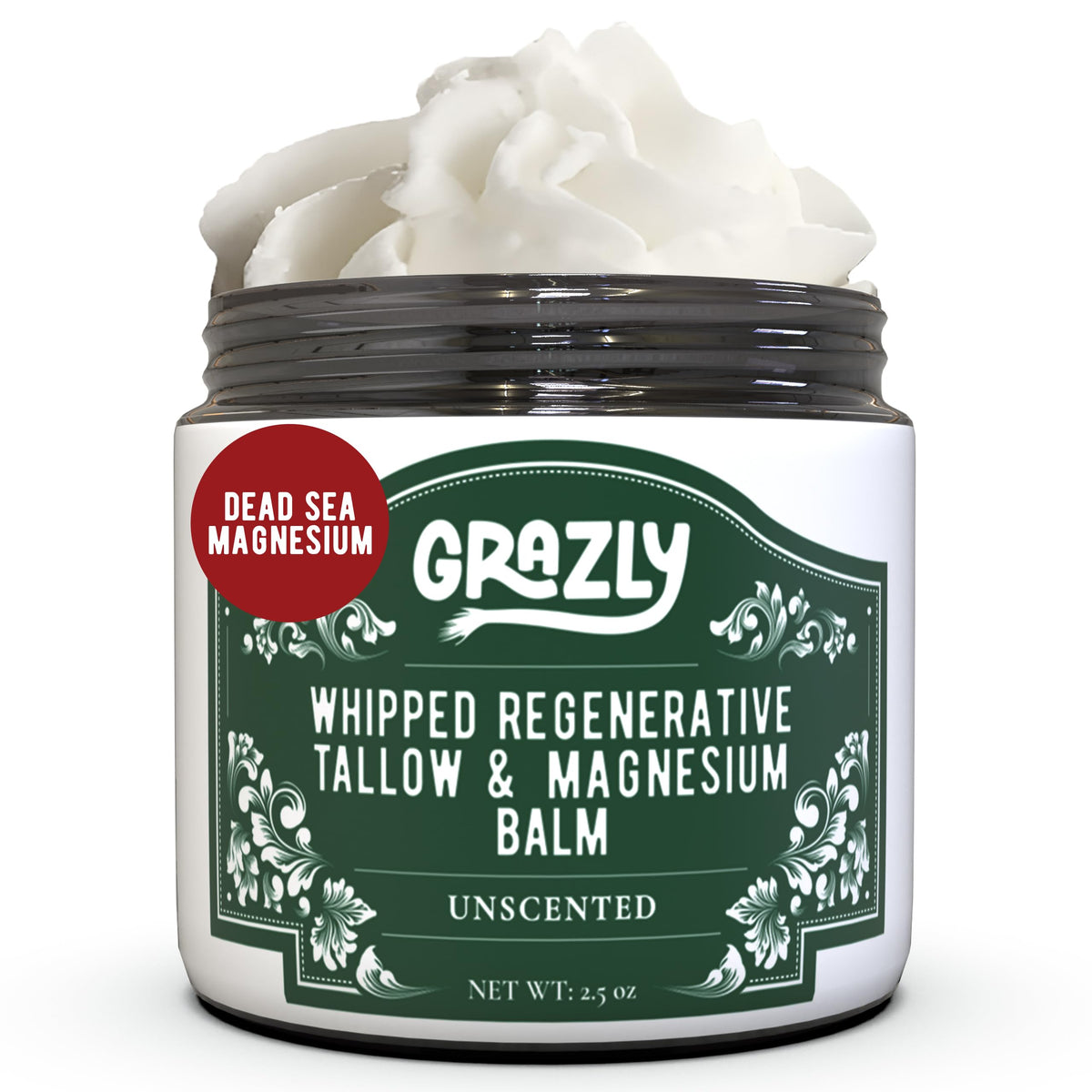 Grazly front jar label showing product name and unscented benefit